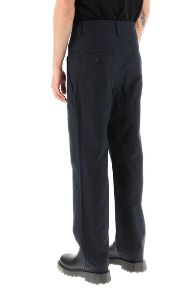Shop Isabel Marant 'perel' Cotton And Linen Pants In Blue