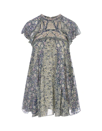 Shop Isabel Marant Odile Short Dress In Silk In Blue