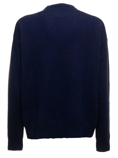 Shop Jil Sander Man's Blue Cashmere Blend Crew Neck Sweater