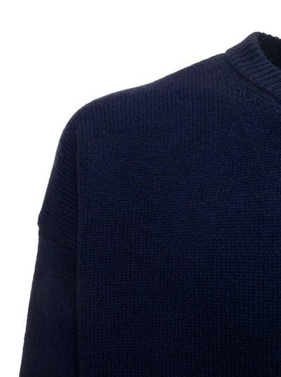Shop Jil Sander Man's Blue Cashmere Blend Crew Neck Sweater