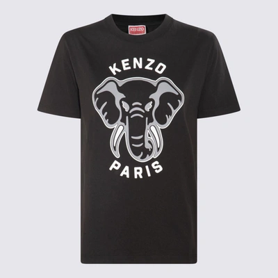 Shop Kenzo Black Cotton Elephant T-shirt