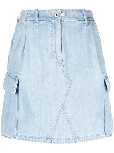 Shop Kenzo Cargo Denim Skirt In Clear Blue