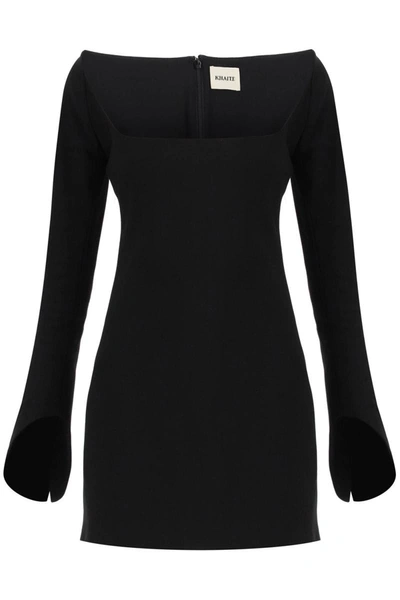Shop Khaite 'tate' Long Sleeve Mini Dress In Black
