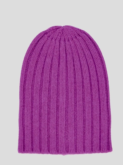 Shop Laneus Hats In <p> Fuxia Beanie Hat In Cashmere With Ribbed Texture