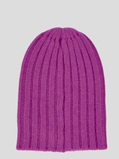 Shop Laneus Hats In <p> Fuxia Beanie Hat In Cashmere With Ribbed Texture
