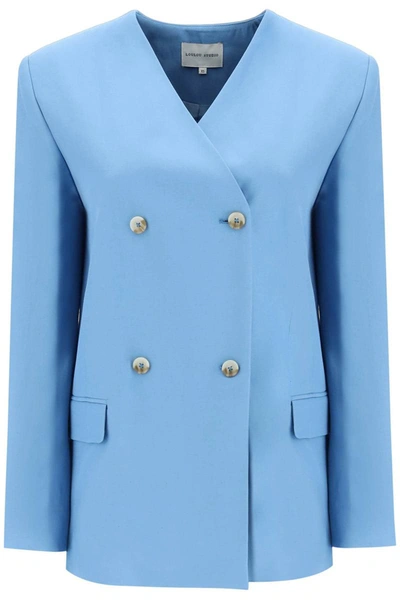 Shop Loulou Studio 'jalca' Double-breasted Blazer In Blue