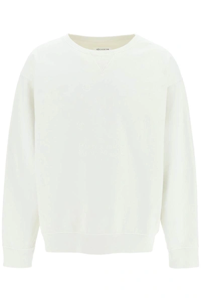 Shop Maison Margiela Numbers Logo Embroidery Sweatshirt In White