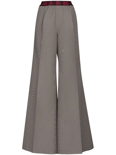 Shop Marni Logo-waistband Trousers In Multicolour