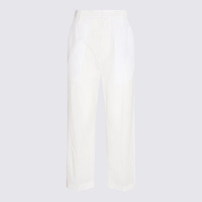 Shop Mm6 Maison Margiela White Cotton Pinstripe Cropped Pants