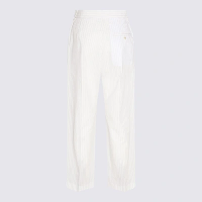 Shop Mm6 Maison Margiela White Cotton Pinstripe Cropped Pants