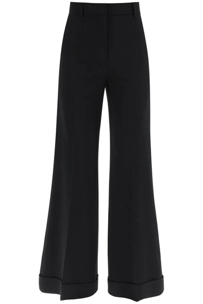 Shop Moschino Flared Trousers In Stretch Cady In Black