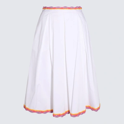 Shop Moschino White Cotton Skirt In Fantasia Bianco