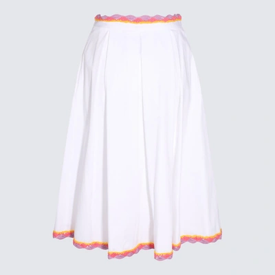 Shop Moschino White Cotton Skirt In Fantasia Bianco