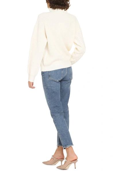 Shop Msgm Frilled Wool-blend Sweater In Panna