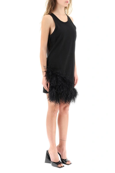 Shop N°21 N.21 Jersey Mini Dress With Feathers In Black