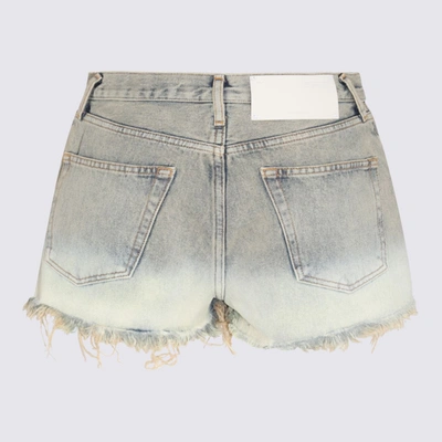 Shop Off-white Light Blue Cotton Denim Laudry Shorts In Green
