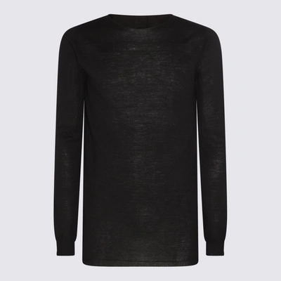 Shop Rick Owens Black Wool Forever Level Knitted Sweater