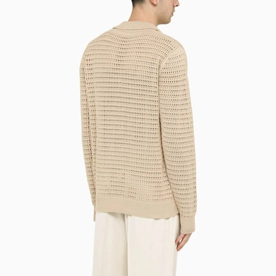 Shop Roberto Collina Sand Perforated Polo Shirt In Beige