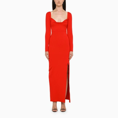 Shop Roland Mouret Long Dress With Slit In Red