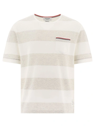 Shop Thom Browne Striped Piqué T-shirt In Grey