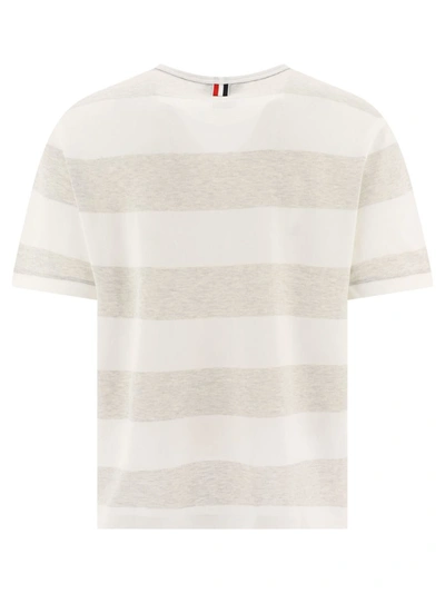 Shop Thom Browne Striped Piqué T-shirt In Grey