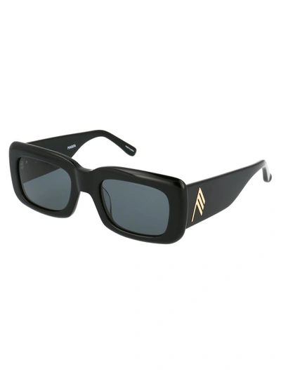 Shop Attico The  Sunglasses In 001 Black/yellow Gold/grey