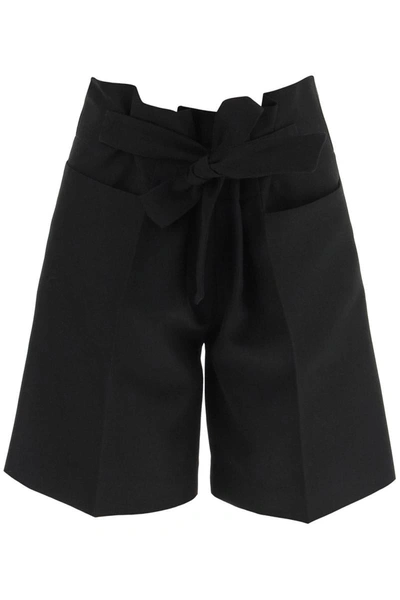Shop Totême Toteme Belted Wool-blend Shorts In Black