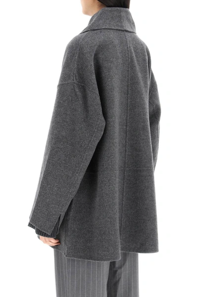 Shop Totême Toteme Double-breasted Wool Peacoat In Grey