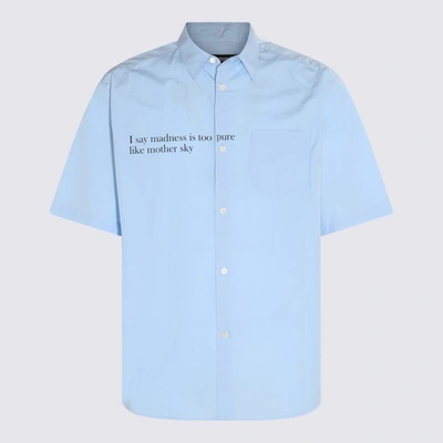 Shop Undercover Light Blue Cotton Shirt In <p>light Blue Cotton Shirt From  Featuring Short Sleeves, Button Closure, Chest Pocket, Cl