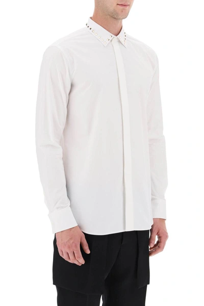 Shop Valentino Cotton Shirt With Studs In White
