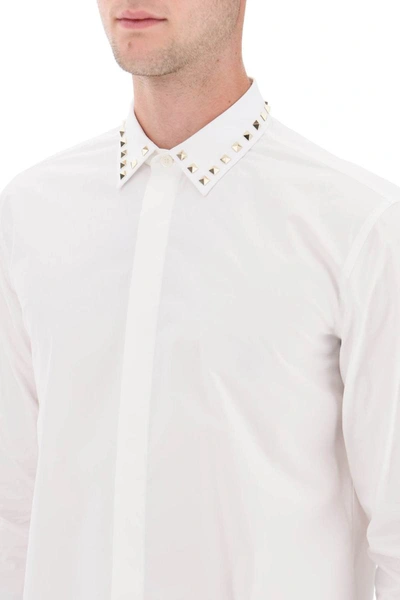 Shop Valentino Cotton Shirt With Studs In White