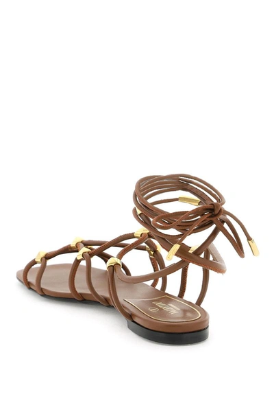 Shop Valentino Garavani 'rockstud Net' Sandals In Brown