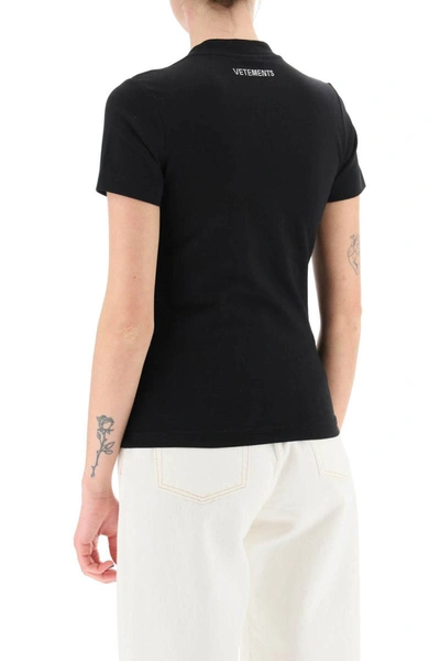 Shop Vetements 'just Be Jelaous' Rhinestone T-shirt In Black