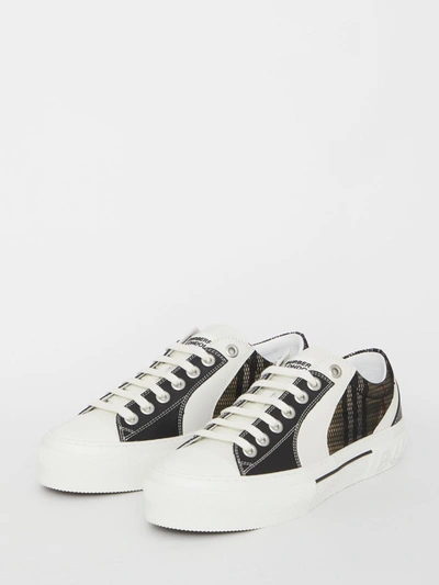 Shop Burberry Vintage Check Sneakers In Black/white