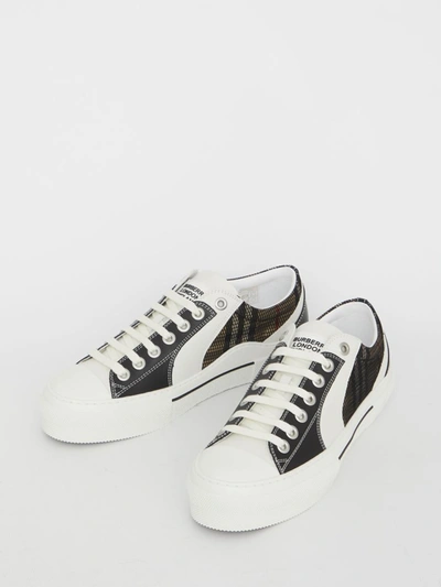 Shop Burberry Vintage Check Sneakers In Black/white