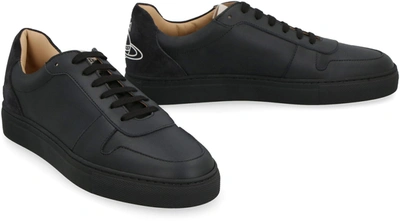 Shop Vivienne Westwood Classic Trainers Leather Low-top Sneakers In Black