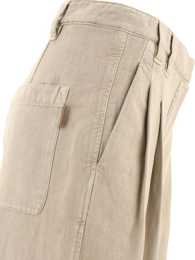 Shop Brunello Cucinelli Wide Leg Trousers In Beige