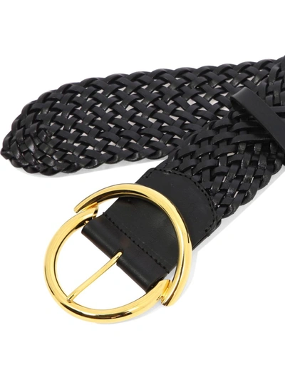 Shop Etro Woven Leather Belt In Black