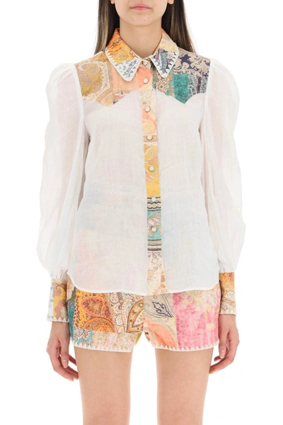 Shop Zimmermann Anneke Ramie Shirt In White