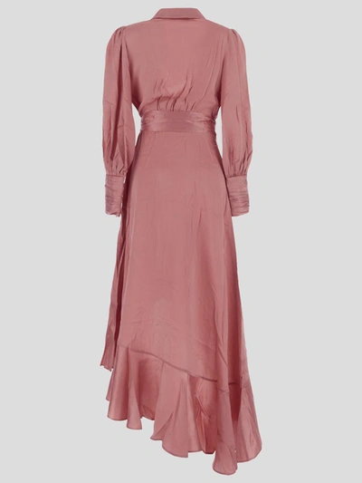 Shop Zimmermann Midi Dress In <p> Midi Dress In Lipstick Silk With Wrap Front