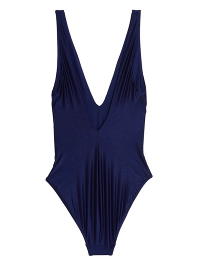Shop Zimmermann One-piece Swimsuit 'tiggy Plunge Circle Link' In Blue