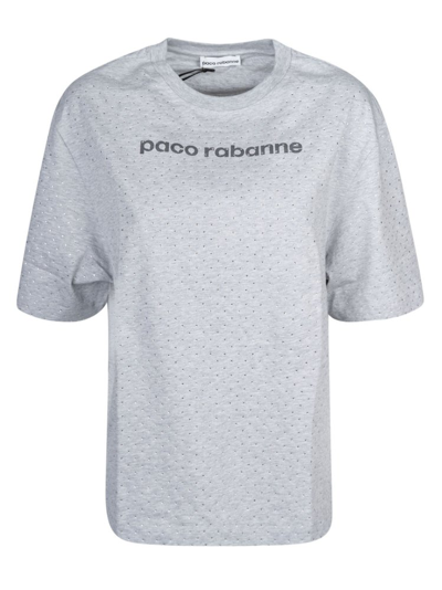 Shop Paco Rabanne Logo Embellished Oversized T In Grey