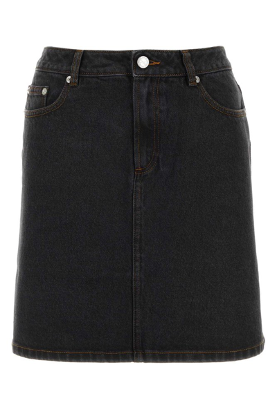 Shop Apc A.p.c. Denim Mini Skirt In Black