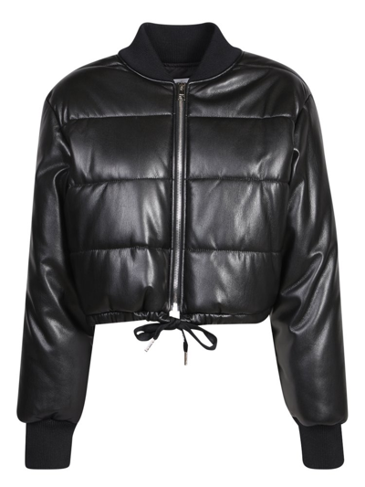 Shop Msgm Cropped Quilted Jacket In Black