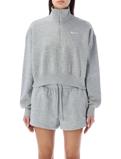 Shop Nike Phoenix Cropped Half In Grey