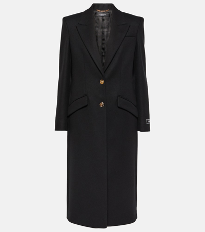 Shop Versace Medusa Wool-blend Coat In Black