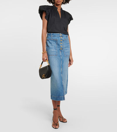 Shop Ulla Johnson Bea Denim Skirt In Blue