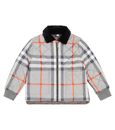 Shop Burberry Vintage Check Quilted Jacket In Grey