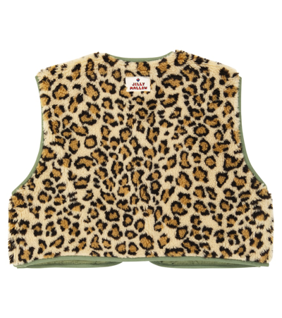 Jellymallow Reversible Quilted Leopard-print Vest In Green