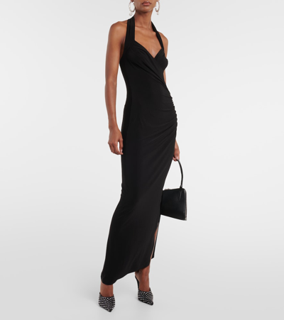 Shop Norma Kamali Halterneck Maxi Dress In Black